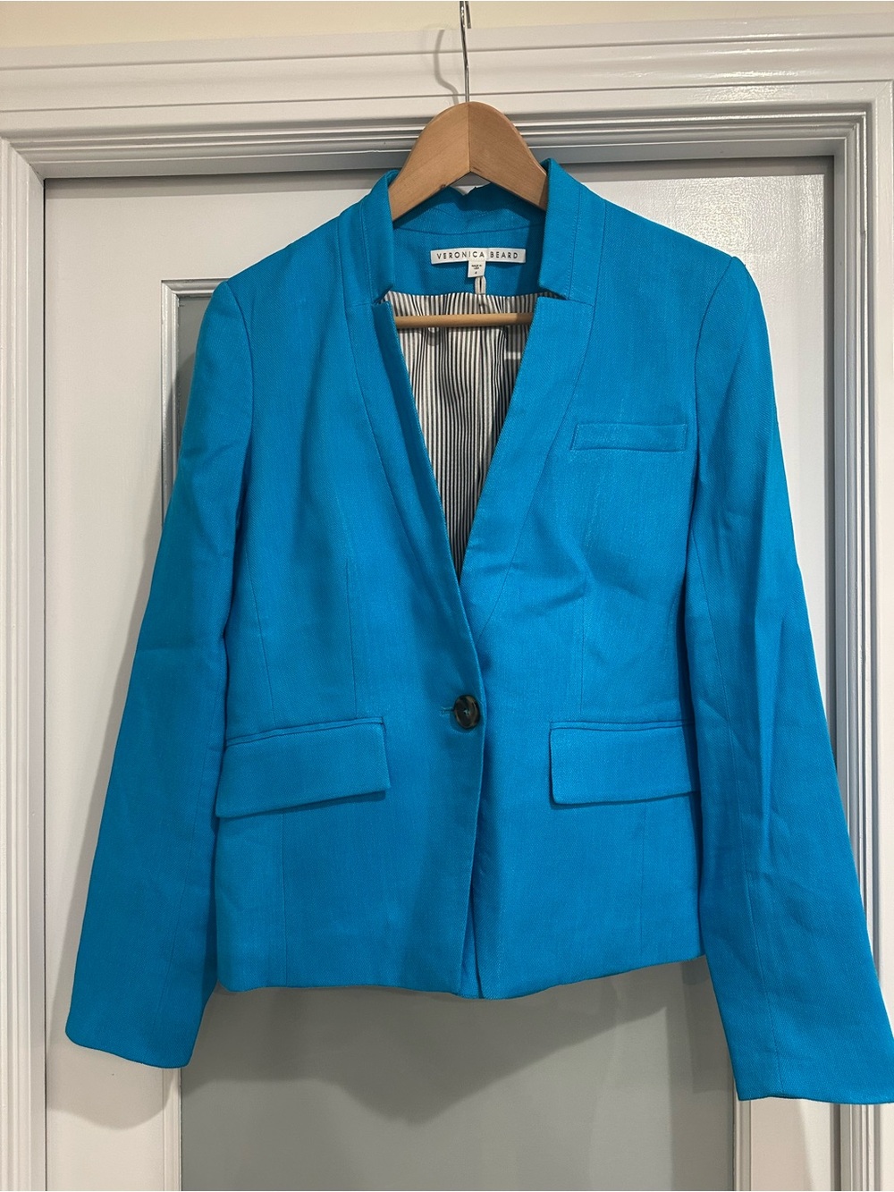 Veronica Beard Bright Teal Single-Button Blazer